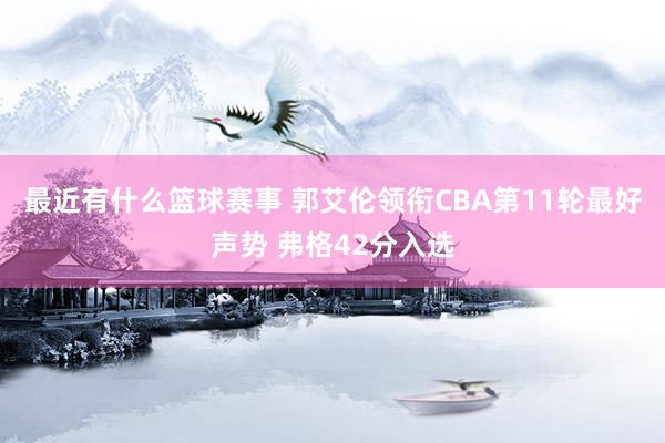 最近有什么篮球赛事 郭艾伦领衔CBA第11轮最好声势 弗格42分入选