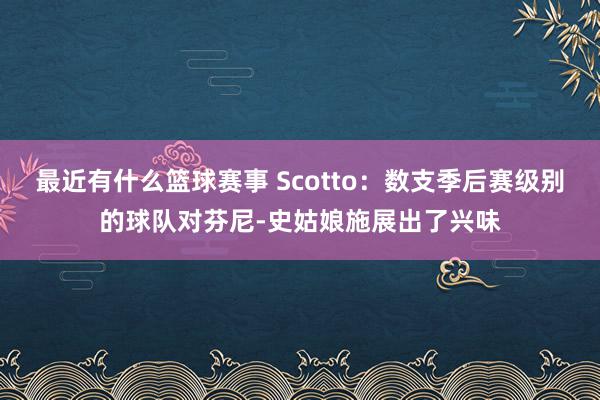 最近有什么篮球赛事 Scotto：数支季后赛级别的球队对芬尼-史姑娘施展出了兴味