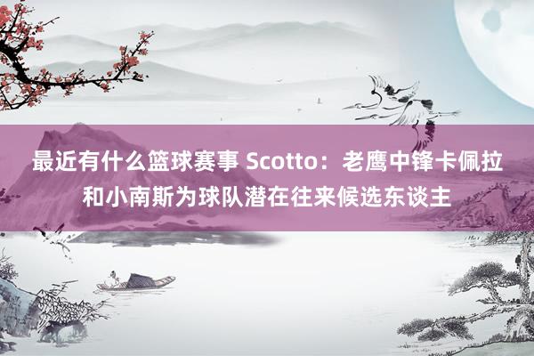 最近有什么篮球赛事 Scotto：老鹰中锋卡佩拉和小南斯为球队潜在往来候选东谈主